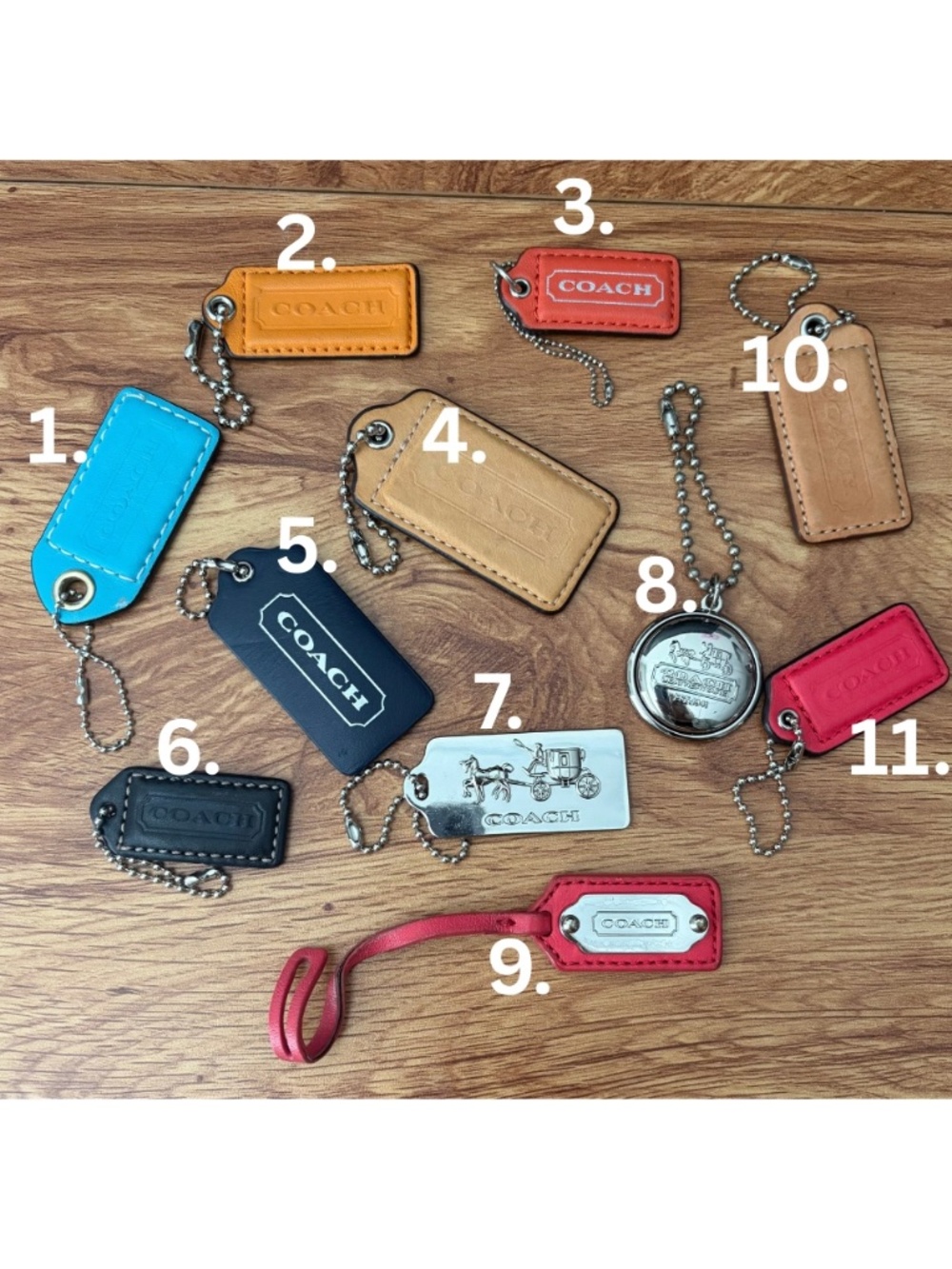 YOUR CHOICE COACH TAG KEYCHAIN KEY - YOU CHOOSE 1 - 11!